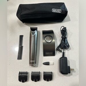 Wahl Cordless Trimmer in Brushed Silver Stainless Finish.